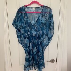 NWOT Blue Leaf Print Swim Cover-Up